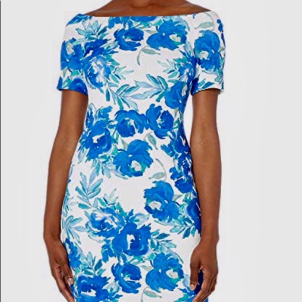 Calvin Klein white and blue flora dress